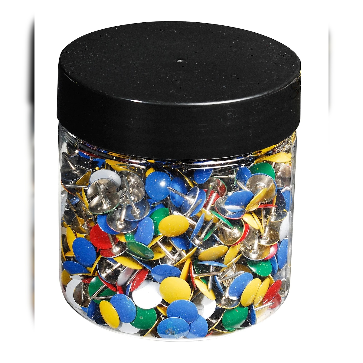 Exacompta 14767E 25x Blisterbox mit 1000 Stück Reißnägeln mit Kopf aus Messing, Ø9mm, Spitze 9mm - Farben sortiert Image