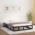 vidaXL Bed Frame Black 135x190 cm Double Solid Wood