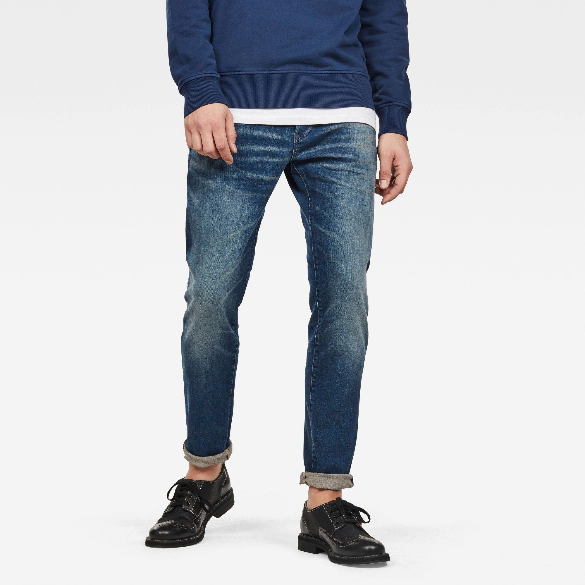 Slim-fit-Jeans G-STAR "3301 Slim", Herren, Gr. 30, Länge 32, blau (worker blau faded), Denim/Jeans, Obermaterial: 98% Baumwolle, 2% Elasthan, slim fit lang, Jeans Slim-fit-Jeans, mit toller Waschung und Elasthan