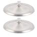 2pcs Metal Drink Tea Coffee Cup Cap Lid Cover 9.3cm Diameter - Silver Tone