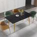 63" Black Modern Dining Table with Rectangular Marble Tabletop and Carbon Steel Legs