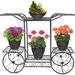 Garden Cart Stand & Flower Pot Plant Holder Display Rack, 6 Tiers, Parisian Style (Black)