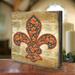 Fleur De Lis Living Cross Fleur-De-Lis Gold Plated Block Icon - Painting on Wood in Brown | 12 H x 12 W x 1 D in | Wayfair