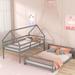 Harper Orchard Twin Over Full House Bunk Bed Wood in Brown/Gray | 75.5 H x 57.2 W x 79.8 D in | Wayfair 668215B57D924F33A8338DB2030CA3B5