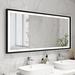 Mercer41 Edlun Backlit & Front light Slope Bathroom Frame Mirror Anti-Fog w/ Dimmable Light Touch Sensor in Black | Wayfair