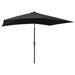 Arlmont & Co. Outdoor Umbrella Parasol w/ Solar LEDs Tilting Patio Sunshade Shelter Metal in Black | 97.2 H x 78.7 W x 118.1 D in | Wayfair