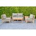 Willow Creek Designs Huntington 5 Piece Teak Loveseat Seating Group w/ Sunbrella Cushions Wood/Natural Hardwoods/Teak in Brown/Gray/White | Outdoor Furniture | Wayfair