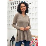 Natural Shades,'Alpaca Blend Beige Pullover Sweater Knit in Peru'