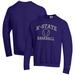 Men's Champion Purple Kansas State Wildcats Baseball Icon Crewneck Pullover Sweatshirt