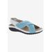 Extra Wide Width Women's Drew Bon Voyage Sandals by Drew in Blue Fabric (Size 7 1/2 WW)