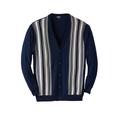 Men's Big & Tall Lightweight Striped Cardigan Sweater by KingSize in Navy (Size L)