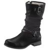 Winterstiefel MUSTANG SHOES, Damen, Gr. 39, Normalschaft, schwarz, Lederimitat, modisch, Schuhe, Stiefelette, Winterboots mit Zierschnallen am slouchy Schaft