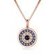 PEIMKO Blue Evil Eye Necklace With Cubic Zirconia 925 Sterling Silver Round Blue Amulet Pendant For Women Wife 18inch- White/Rose Gold/Yellow Available (Rose Gold)