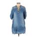 Cloth & Stone Casual Dress - Shift: Blue Solid Dresses - Women's Size X-Small Petite