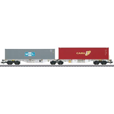 Güterwagen MÄRKLIN "Doppel-Containertragwagen Bauart Sggrss 80 - 47811" Modelleisenbahn-Fahrzeuge grau (grau, rot) Kinder Loks Wägen