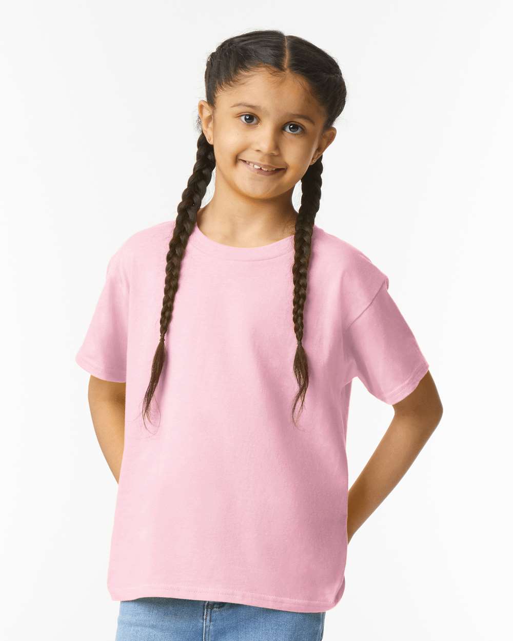 Gildan G640B Youth Softstyle T-Shirt in Light Pink size Large | ring spun cotton 64000B