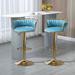 Set of 2 Bar Stool Adjustable Swivel with Gold Frame