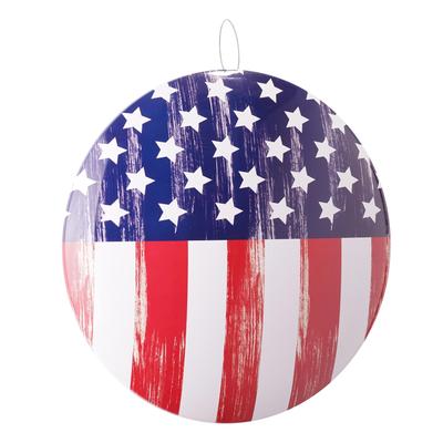 Rustic American Flag Dome Metal Sign - 15.5" - 15.75" H x 15.75" L x 2.25" D