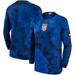 Men's Nike Blue USMNT 2022/23 Away Breathe Stadium Replica Blank Long Sleeve Jersey