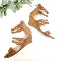 Nine West Shoes | Leather Suede Wedge Sandals | Color: Brown/Tan | Size: 9.5