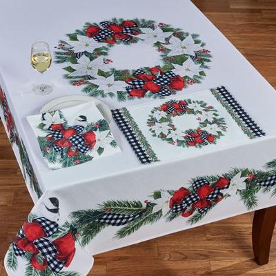 Christmas Trimmings Oblong Tablecloth White, 70 x 120, White