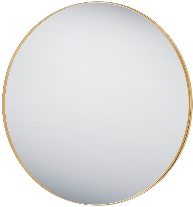 Dekospiegel MIRRORS AND MORE "Britney", gold (goldfarben), B:80cm H:80cm T:2,8cm Ø:80cm, Metall, Spiegel, Wandspiegel, rund, Ø 80 cm, Metallrahmen