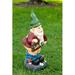 Winston Porter Jodi Mooning "Welcome" Gnome Statue Resin/Plastic in Green | 22 H x 9 W x 14 D in | Wayfair BE57EEE075CF4E3B8C80722FDED98A37