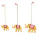 The Holiday Aisle® 3 Piece Elephants Wood Ornament Set Wood in Brown/Pink/Yellow | 3.7 H x 4.7 W x 0.1 D in | Wayfair