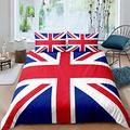 Superking Duvets Sets British Union Jack Microfiber Super King Bedding Set for Adults - Soft Reversible Quilt Cover with Zipper Closure and 2 Pillowcases 50x75cm - 260x220 cm