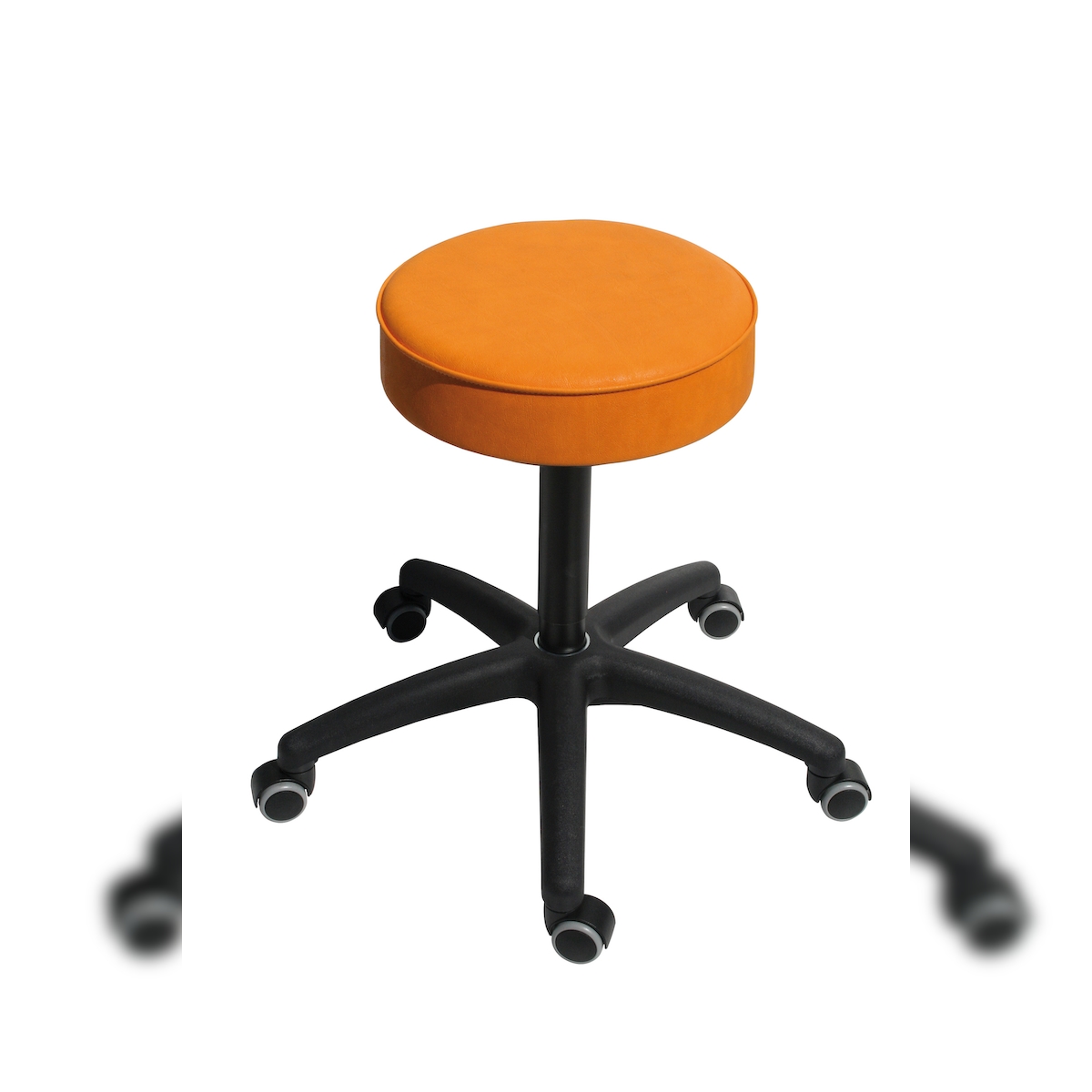 PROREGAL Drehhocker Indianapolis | Sitzhöhe 50-69cm | Ø 63cm | Tragfähigkeit 110kg | Kunstleder-Sitz | Kunststoff-Fußkreuz mit Rollen | Gelb Image