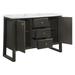 Benjara 54 Inch Solid Wood Sideboard Cabinet Console, 3 Drawers, Faux Marble, Gray Wood in Brown/Gray/White | 36 H x 54 W x 18 D in | Wayfair