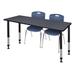 Regency Kee Adjustable Classroom Table & 2 Andy 18 in. Stack Chairs Wood/Metal in Gray/Blue | 34 H x 72 W x 24 D in | Wayfair MT7224GYAPBK40NV