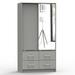 Sarah Double Sliding Door Armoire with Mirror in Light Gray - Better Home Products W44-M-LGRY