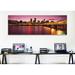 Ebern Designs Panoramic Skyscrapers Lit up at Sunset, Willamette River, Portland, Oregon Photographic Print on Canvas in Black/Orange/Red | Wayfair