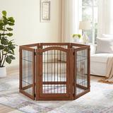 Tucker Murphy Pet™ Serra Wire Pet Free Standing Gate w/ Two Pairs of Support Feet (a highly durability option) in Brown | Wayfair