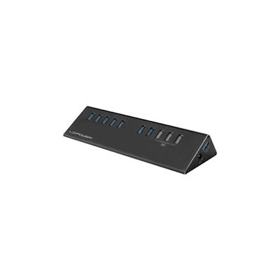 LC-Power LC-HUB-ALU-2B-10 - USB 3.2 Gen 1 (3.1 Gen 1) Micro-B - USB 3.2 Gen 1 (3.1 Gen 1) Type-A - 5000 Mbit/s - Schwarz - Aluminium - Kunststoff - CE Image