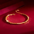 Bracelet en or véritable 18 carats pour femme perles carillon réglables bijoux fins cadeau