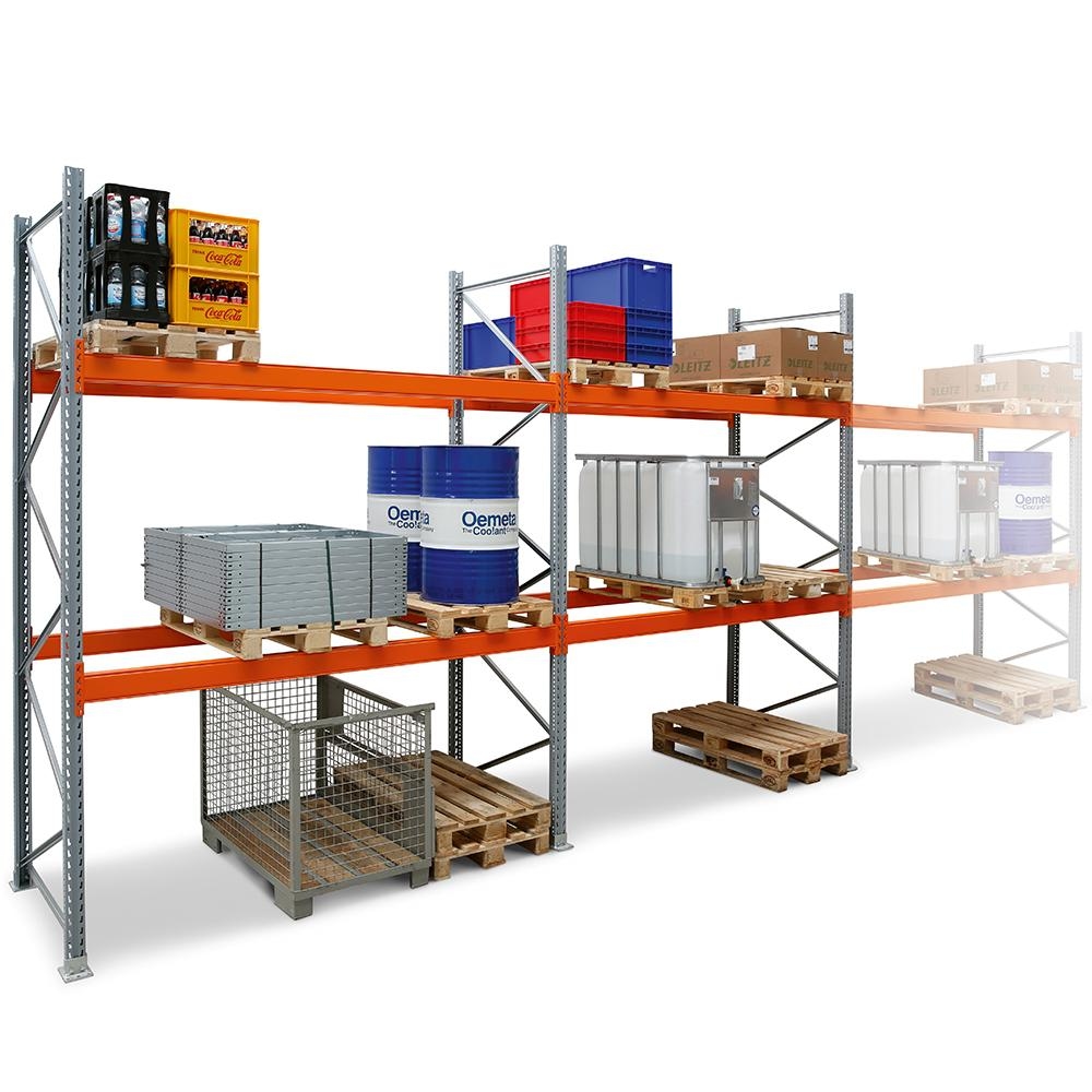 PROREGAL Palettenregal | Super-Tall | HxBxT 550x844x110cm| Fachlast 2000 kg | 2-Ebenen | Grundfeld Image