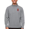 Men's Antigua Heather Gray Illinois Fighting Illini Course Quarter-Zip Pullover Top