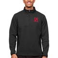 Men's Antigua Heather Black Nebraska Huskers Course Quarter-Zip Pullover Top