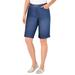 Plus Size Women's Stretch Jean Bermuda Short by Woman Within in Midnight Sanded (Size 28 W)