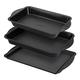 PRESTIGE Aerolift Baking Trays for Oven Non Stick Set of 3 - Dishwasher Safe Oven Trays Set with Extra Large Handles, Durable Carbon Steel Roasting Tins with 5 Year Guarantee, Black, 3 Piece Set
