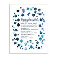 Stupell Industries Happy Hanukkah Joyful Holiday Sentiment Starry Pattern Black Framed Giclee Texturized Art By Linda s Canvas in Blue/White | Wayfair