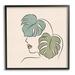 Stupell Industries Abstract Woman Face Monstera Plant Leaf Doodle Canvas in Black/Green | 24 H x 24 W x 1.5 D in | Wayfair an-958_fr_24x24