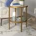 Hera 19.63'' Wide Round Side Table with Clear Glass Shelf in Antique Brass - Hudson & Canal ST1625