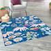 Blue/Navy 94 x 0.5 in Area Rug - Andover Mills™ Holle Floral Navy Blue/Pink/Yellow Area Rug, Polypropylene | 94 W x 0.5 D in | Wayfair