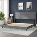Wade Logan® Apriel Platform Bed w/ Wingback Headboard Wood & Upholstered/ in Gray/White | 47 H x 84 W x 81 D in | Wayfair