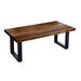 Loon Peak® Coffer Solid Wood Rustic 36 in. Coffee Table Kit w/ 2 Square Matte Black Metal Legs Wood/Metal in White/Black | Wayfair