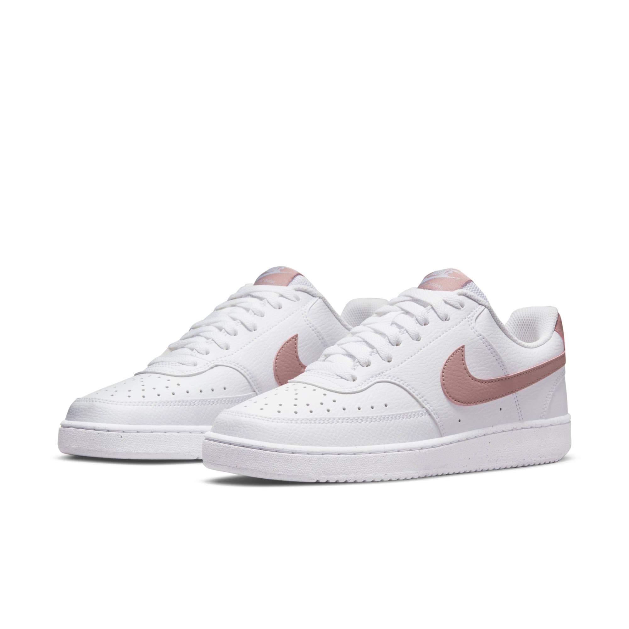 Sneaker NIKE SPORTSWEAR "Court Vision Low Next Nature", Damen, Gr. 41, rosa (weiß, pink, oxford), Synthetik, Schuhe Skaterschuh Sneaker low, Design auf den Spuren des Air Force 1