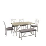 6 Piece Dining Table Set with Table,Bench and 4 Chairs